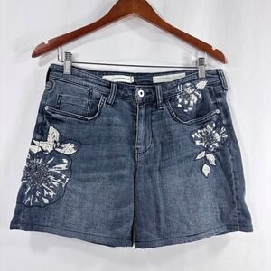 Pilcro and the Letterpress Denim Shorts Dark Wash Embroidered Women 28 (31)